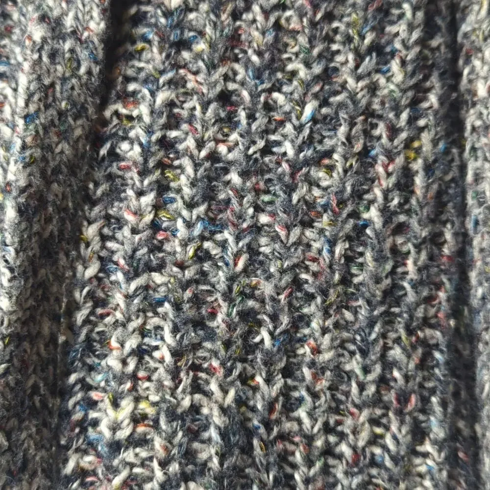 aerie Variegated Gray Woven Sweater with Criss Cross Tie Placket Women's Size SP